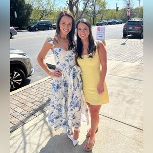 V. CHAPMAN VERA RUFFLE-STRAP CORSET SIDE-SLIT MIDI DRESS